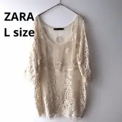 ザラベーシック ZARA BASIC クロシェ編み レース チュニック L