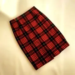 23区　タイトスカート　タータンチェック　赤