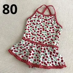 80cm チェリー柄 フリルワンピース水着 スカート付きワンピース水着