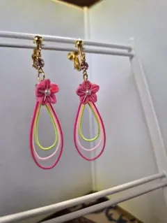 桃紅梅のイヤリング(ピアス)