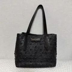 極美品 ジミーチュウ　SARA/S サラ　ハンドバッグ　エンボス　黒　シボ革