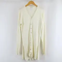 pierre cardin レーヨン ストレッチ リブ ニット カーディガン 白のサムネイル