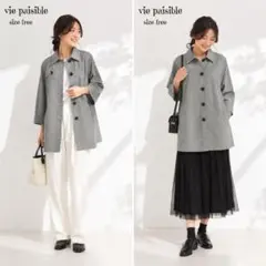 良品【vie paisible】✨️軽量　チェック柄　スプリングコート　撥水加工のサムネイル