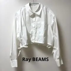 Ray BEAMS レイビームス 長袖シャツ 白 ショート丈 リボンのサムネイル