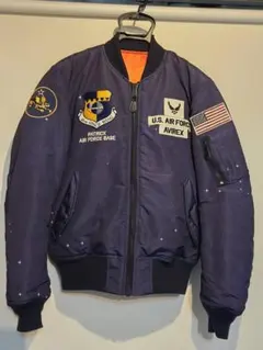 【AVIREX】美品 MA-1 SPACE COMMAND 宇宙柄 ネイビー Lのサムネイル