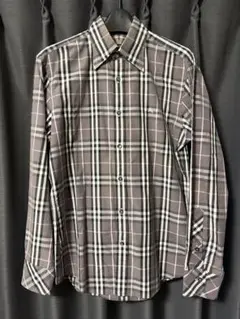 バーバリー　ブラックレーベル　ノバチェック総柄　長袖シャツ　サイズ2