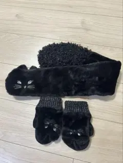 ANNA SUI mini ネコマフラー•ネコ手袋セット　黒