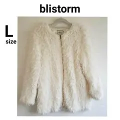 美品 フェイク ファー ふわふわ コート ジャケット ホワイト 白 L