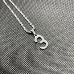 ネックレス フレンチロープチェーン ４５cm ナンバー 数字 番号 ３番