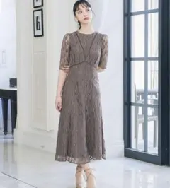 niana モールレース　ベロアパイピングモールレースパーティードレス