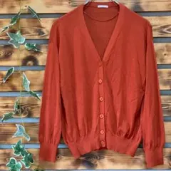 ジーユー GU カーディガン 長袖 レディース レッド・オレンジ 良品