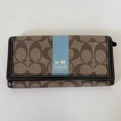 COACH モノグラム柄 長財布 ブラウン/ライトブルー