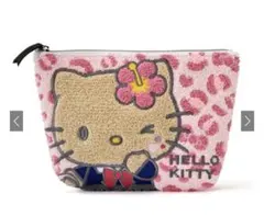 Hello Kitty サガラ刺繍 ポーチ ピンク 日焼けキティ ヒョウ柄