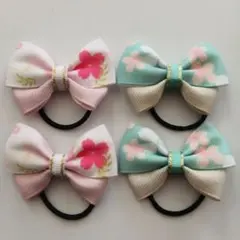 キッズヘアゴム ハンドメイドヘアゴム 桜② 和柄 花柄 4個