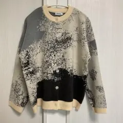 LEPSIM 12ゲージ　ニット　総柄　カーディガン　モノトーン　白　黒　グレー