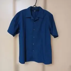 UNIQLO 半袖シャツ ネイビー メンズ M　オープンカラーシャツのサムネイル