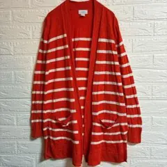 輸入古着♡OLDNAVY【S】オレンジ ホワイトストライプ カーディガン 薄手のサムネイル