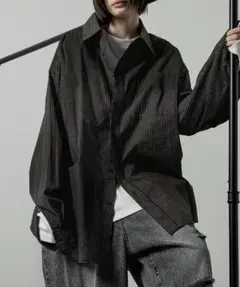 ヴィンテージメイクスプレーデザイングラデーションチェックシャツ