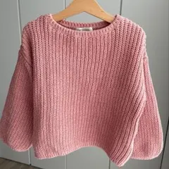 新品❤️H&M ピンク リブ編み バルーン袖セーター ニット トップス