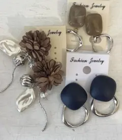 3点セット　635 ハンドメイド　樹脂　金属　ピアス　イヤリング　まとめ売り