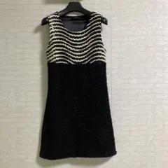 ウール混　スパンコール×ラメニット　ワンピース　トップス