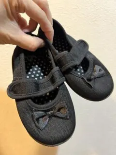 黒 リボン付き フォーマルシューズ 15センチ