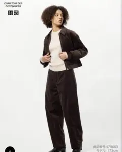 新品未使用　ユニクロ　コーデュロイカーブパンツ　ダークブラウン　標準丈　XS