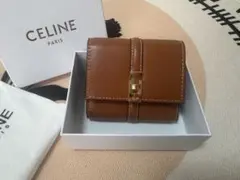 CELINE セリーヌ ミニ財布 トリオンフ レザー 二つ折り財布 ブラウンのサムネイル