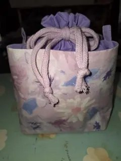 在庫処分価格　花柄　巾着ショルダーバッグ