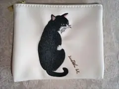 Flowering　黒猫　刺繍　ミニポーチ　小銭入れのサムネイル