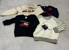 ネイビー ハート模様 ニットトレーナー