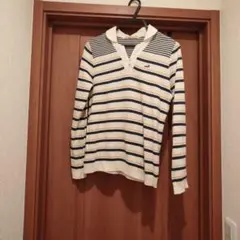 CROCODILE レディース、 ストライプ長袖ポロシャツ M