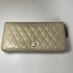 【希少/格安】COACH コーチ 長財布 キルティングレザー パールベージュ