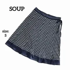スープ ひざ丈スカート フレアスカート ドット柄 綺麗め 上品 総柄 春夏 Sのサムネイル