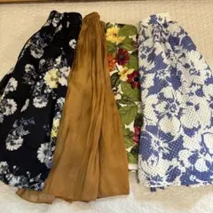 フレアスカート 4点セット 花柄 無地 まとめ売り