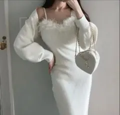 GRL ファーニットワンピース×カーディガンセットアップ[tw1181]