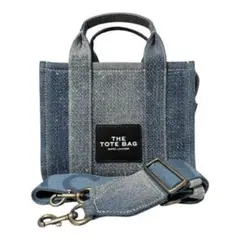 新品■マークジェイコブス ザ クリスタルデニムスモールトートバッグ ライトブルー