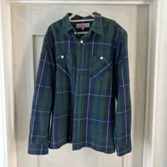 XLARGE グリーン系チェックネルシャツ M