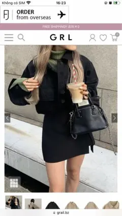 GRL新品　クロップド丈ジャケット[gm736] ブラック　FREE SIZE