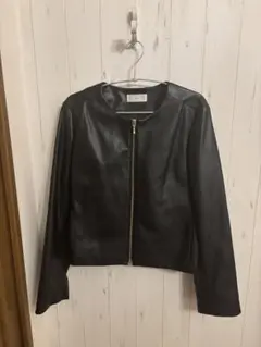 フェイクレザーノーカラージャケット