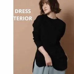 美品★コットン 天竺 ラウンドヘム カットソー 長袖 黒 DRESSTERIOR