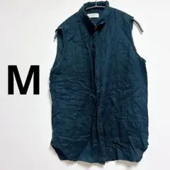 【M】ダークブルー ノースリーブシャツ 紺　UNIQLOユニクロレディース