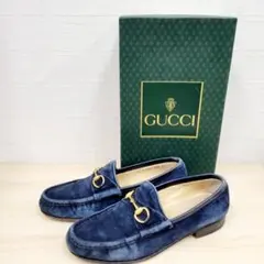 GUCCI ネイビー スエード ローファー 箱付き 6B 約23cm