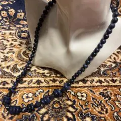 週末値下　ヴィンテージ　青系どっしり天然石　セミロングネックレス