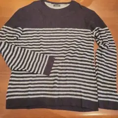 ZARA MAN ネイビー・ベージュストライプ 長袖カットソー XLのサムネイル