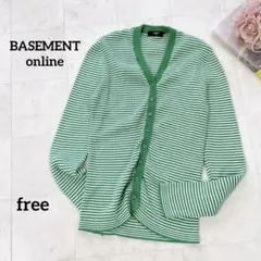 @M-663♦BASEMENT online♦Vネックボーダーカーディガン
