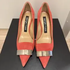 sergio rossi オレンジ スエード ハイヒール