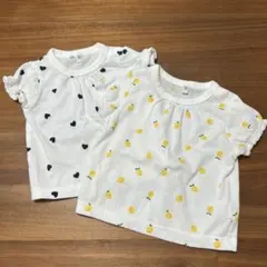 ハート柄・レモン柄Tシャツ 60-70cm 2枚セット