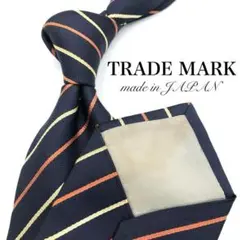 【美品】TRADE MARK ネクタイ ストライプ 総柄 ネイビー オレンジのサムネイル