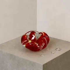 ヴィンテージ アートガラス アクセサリートレイ 小物入れ 灰皿 レッドのサムネイル